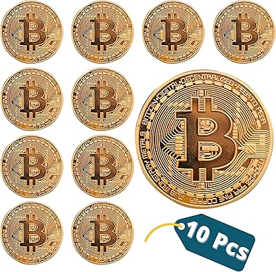 10 pièces bitcoin décorations de fête faveurs btc blockchain crypto-monnaie commémoratives