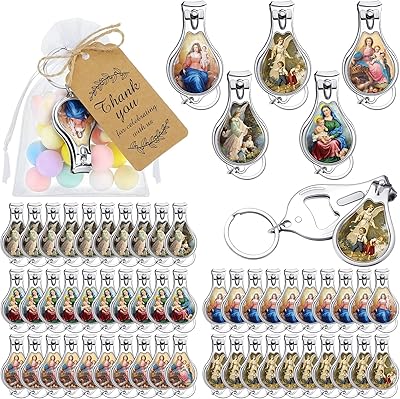 Carini 50pcs porte-clés ange, porte-clés ange, cadeaux de baptême pour invités, porte-clés avec pinces à ongles, cartes kraft de remerciement, sacs organza baby shower. Diaytar Sénégal : Qualité garantie, prix imbattables, livraison rapide