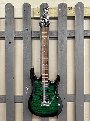 Guitare électrique solid body 6 cordes i-banz, droite, vert translucide (grx70qateb)