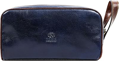 Trousse de toilette de luxe en cuir - résistante au temps, bleu