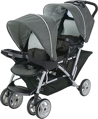 Poussette double graco | poussette double légère avec siège tandem, glacier