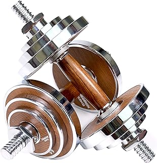 Ensemble d'haltères réglables pro iron walnut steel 20kg pour salle de sport, bureau