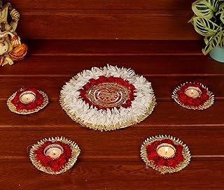 Itiha® décoration indienne rangoli de fleurs rouges pour décoration de mur, de sol