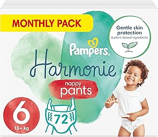 Couches pampers, taille 6 (15+ kg/33 lbs), harmony, 72 couches, paquet d'approvisionnement mensuel, protection douce de la peau et ingrédients végétaux. Toutes les catégories, tous les prix sur Diaytar