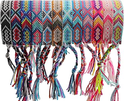 12 pièces endblue tissés à la main bracelets d'amitié népalais, bracelet tressé réglable