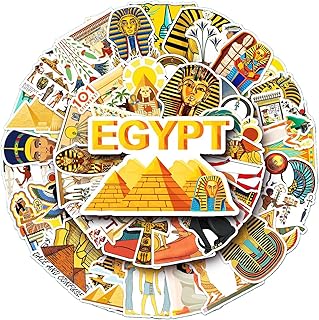 Autocollants thrcat egypte ancienne 50 pièces civilisations perdues pyramide sphinx pharaon esthétique autocollant en vinyle imperméable pour ordinateur portable, bouteille d'eau, téléphone, skateboard, guitare, casque, décoration de vélo. Diaytar : Le e-commerce qui respecte votre budget