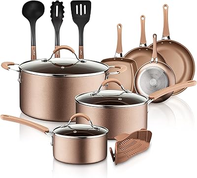 Ensemble d'ustensiles de cuisine résistants à la chaleur sans ptfe/pfos nutrichef avec casserole