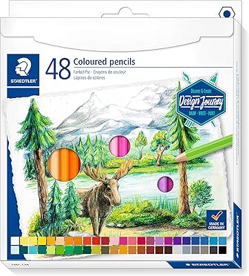 Crayons de couleur stedtler, coffret artistique de luxe, 48 couleurs assorties, 146c c48