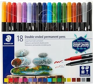 Stylos permanents à double pointe stäedtler 3187 tb18 couleurs assorties partir de 18