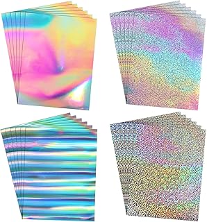 60 feuilles de papier cartonné holographique à paillettes métalliques couleurs mélangées