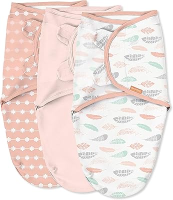 Poupée summer infant swaddle me coral days - paquet de 3