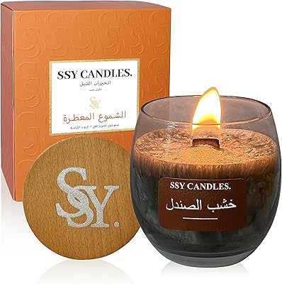 Bougie parfumée au bois de santal d'aromathérapie de luxe avec parfum, cire