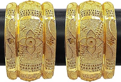 Ensemble de bracelets traditionnels plaqués or yubella élégants de 1 gramme pour femmes
