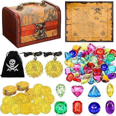 Yoker 88 pièces ensemble de jouets de coffre au trésor de pirate