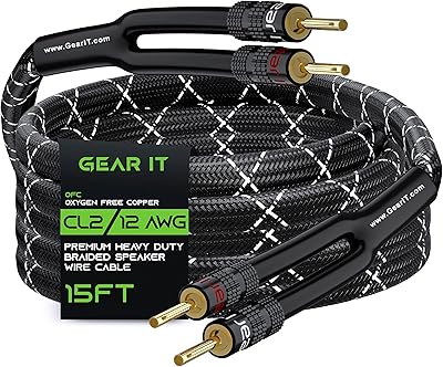 Cordon de haut-parleur tressé robuste 12 awg gear it avec embouts doubles