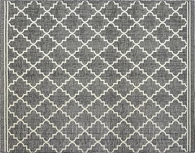 Gertminian 18527 tapis d'extérieur de la collection marocaine, grand 7 x 10, motif carré géométrique, gris. Diaytar Sénégal : Innovation digitale et prix attractifs