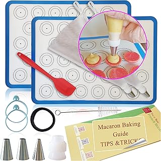 Tapis de cuisson pour macarons en silicone avec guide du débutant