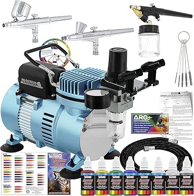 Kit de système d'aérographe polyvalent professionnel master airbrush avec 6 couleurs de base