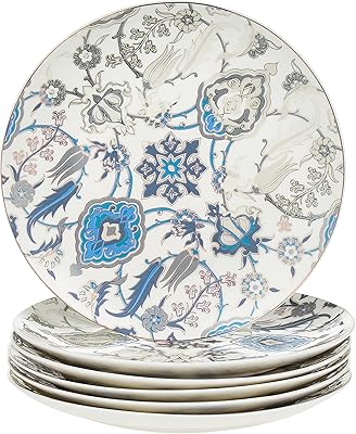 Assiettes à dessert estikana lot de 6 pièces porcelaine avec divers