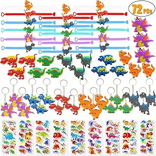 72 pièces cadeaux de fête dinosaures, bracelets, bagues, porte-clés, autocollants jouets, prix, carnavals