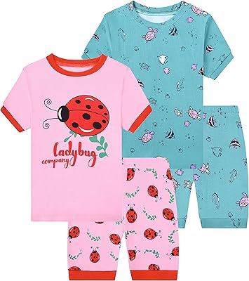 Pyjama d'été en coton pour fille lot de 4