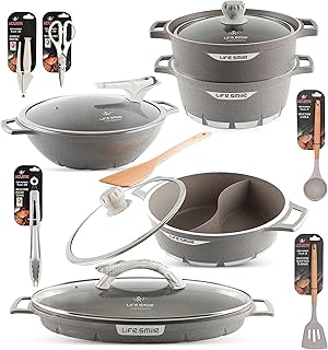 Life smile batterie de cuisine 15 pièces pour fruits de mer, revêtement