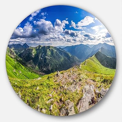 Designart sunny day tatras mountains panorama landscape art mural en métal disque