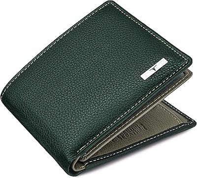 Portefeuille en cuir avec blocage rfid kyle pour hommes, vert/gris, portefeuille à deux