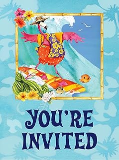 Carte d'invitation creative converting flamant rose mignon, 8 pièces, multicolore