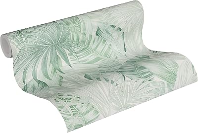 A.s. creation papier peint intissé motif palmier vert tropical 10,05 m x 0,53