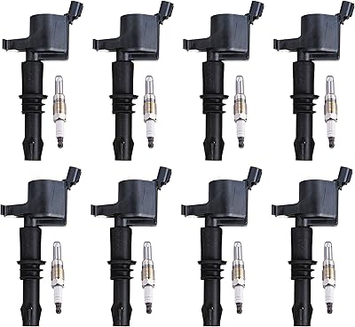Voici un jeu de 8 bougies d'allumage platine et bobines droites compatibles