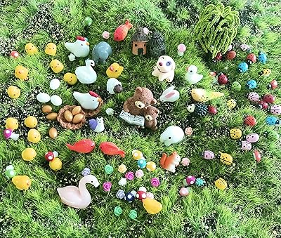 Jk enr uh 101 pièces animaux miniatures accessoires de jardin féerique ensemble