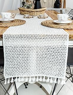 Nappe en macramé crème 100% coton | rustique faite à la main