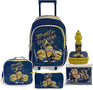Sac à dos roulettes 6-en-1 minions banana design multicolore 18" ensemble de sac