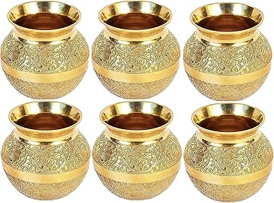 Bol kalash lota au design floral en cuivre pour eau pooja/gangotri, chaque lot