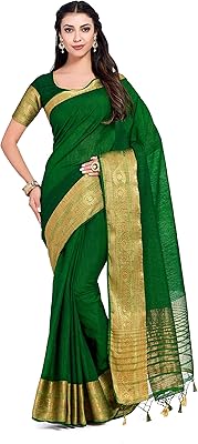 Sari de mariage kanjeevaram en soie et lin avec chemisier léger pour tenue