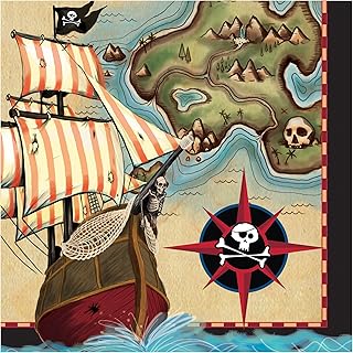 Serviettes de déjeuner en forme de carte de pirate creative converting, 16 pièces, marron/vert. Des économies garanties sur chaque commande avec Diaytar