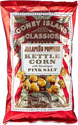 Poppers de maïs soufflé au jalapeno de coney island avec sel rose