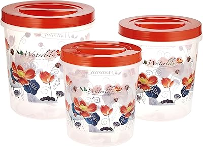 Ensemble de 3 boîtes de rangement nakoda delight, transparent/rouge