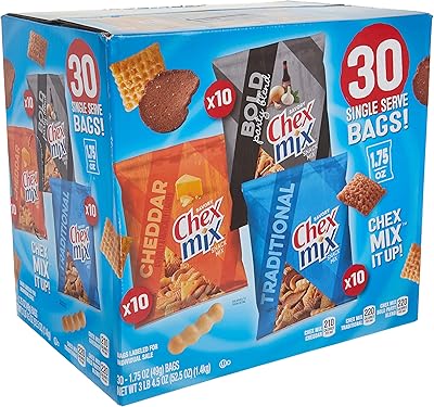 Chex mix classics - cheddar - traditionnel - audacieux - 30 sachets