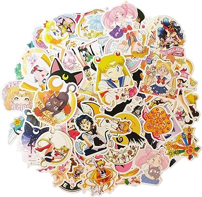 100 pièces autocollants pour bouteille d'eau sailor moon, autocollants en vinyle imperméables vintage