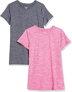 T-shirt à manches courtes et col rond tech stretch amazon essentials pour femmes