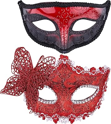 Ensemble de masques de mascarade pour couple, masque vénitien de fête du mardi