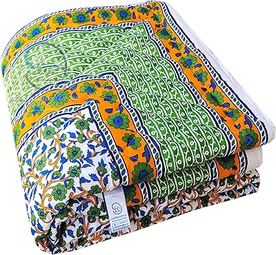 Lush heaven decor couette pour lit double 240 fils pur coton naturel jaipuri