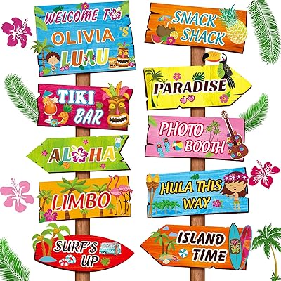Jitek 20 pièces bannière de bienvenue de fête luau aloha décorations hawaïenne