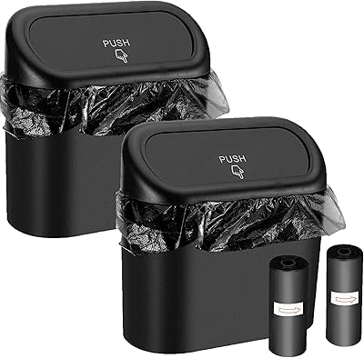 Poubelle de voiture 2 pièces avec 30 sacs poubelles en polyester, poubelle étanche