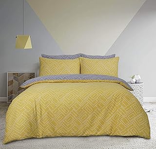 Parure de lit réversible et douce à motif géométrique ocre sleepdown avec taies