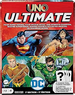 Jeu de cartes uno ultimate dc pour enfants et adultes avec 4 jeux