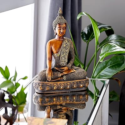 Deco 79 statue de bouddha en polyester bohème, 12" x 6" x 15"