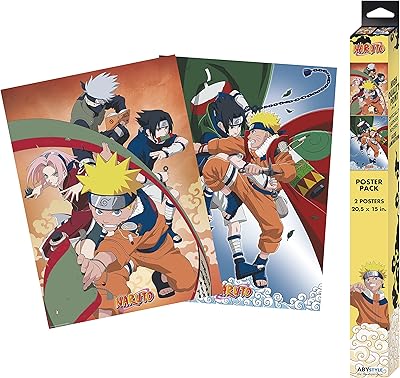 Ensemble de 2 affiches chibi gb eye naruto team 7, taille 52 cm
